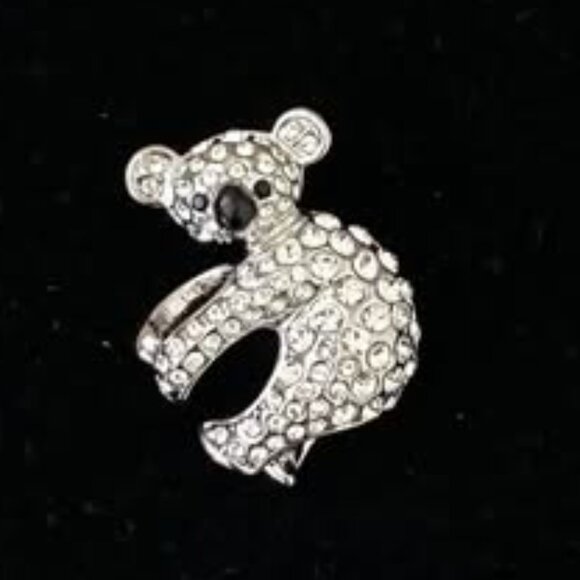 Sparkling Crystal Koala Bear Brooch Pin – Silver Tone Animal Jewelry - Picture 2 of 4
